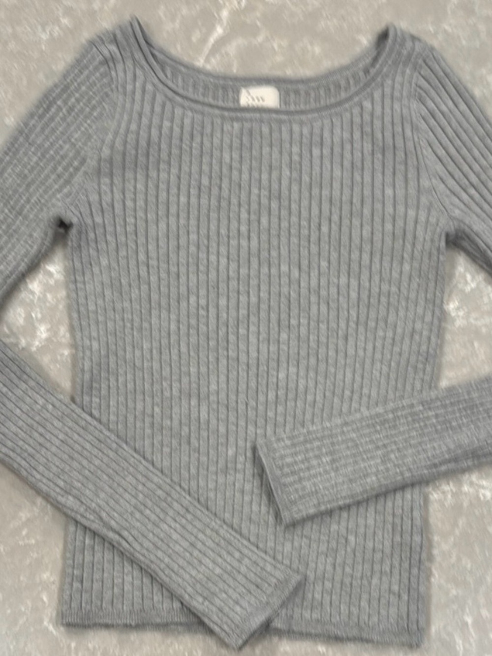 A New Day Gray Ribbed Knit Boat Neck Sweater Top XS Long Sleeve